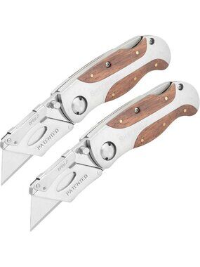 Folding Utility Knife with Premium Hardwood Handle - Versatile, Durable